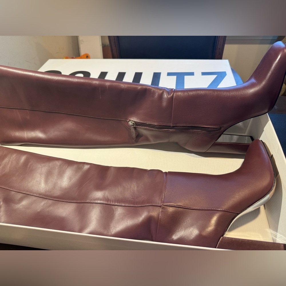 Schutz Gorgeous Genuine Chalet Leather Over the Knee Block Heel Boots